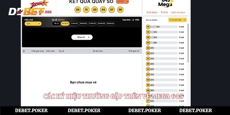 Các ký hiệu thường gặp trên vé mega 645