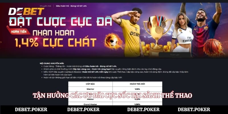 Tận hưởng các ưu đãi cực sốc tại sảnh thể thao