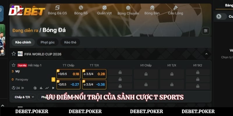 Ưu điểm nổi trội của sảnh cược T Sports
